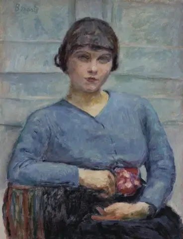 Junges Mädchen in Blau, die Rose, ca. 1916