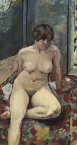 Sitzender Akt mit angewinkelten Beinen, ca. 1909