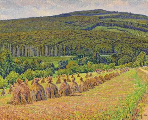 Heuhaufen auf den Feldern 1936