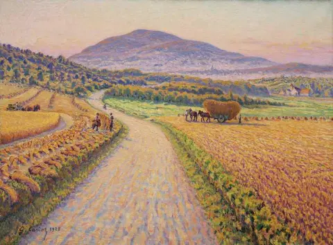 Landschaft mit Heuhaufen 1928