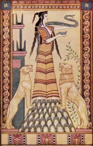 إلهة الأفعى في جزيرة كريت 1917