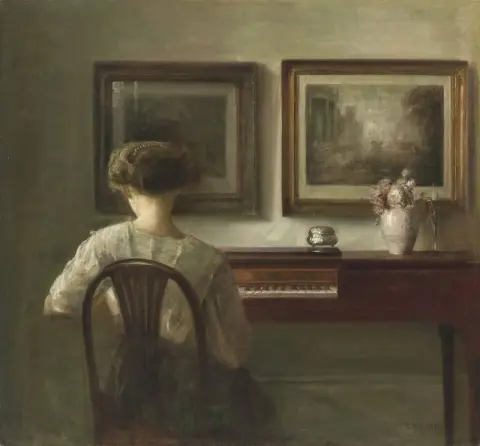 Nuori nainen Spinetissä noin 1900