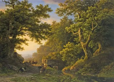 Фигуры в лесном пейзаже 1850
