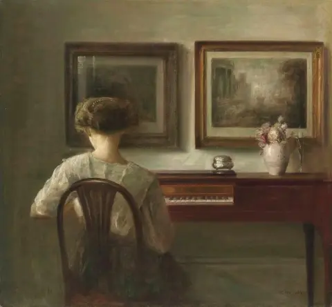 "Nuori nainen Spinetissä - 1900"