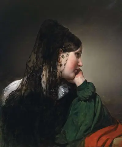 Meisje In Profiel Met Zwarte Mantilla