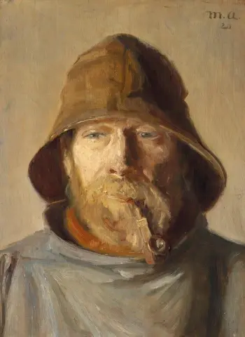 A Fisherman Smoking A Pipe Skagen 1920