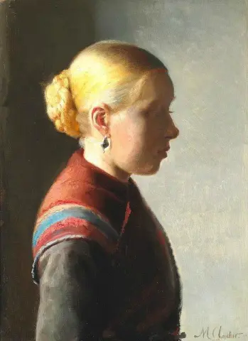 A Young Girl From Skagen With Her Hair In A Knot And With An Earring