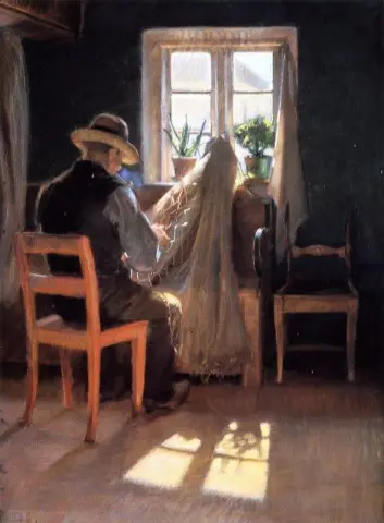 Fisherman Kr N Wollesen Mending The Net 1886