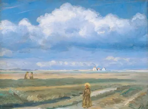Moorland Landscape Skagen Figures In The Foreground