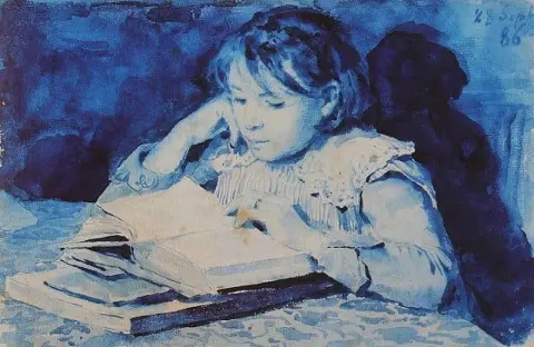 Brush And Pen In Blue Faience Colour