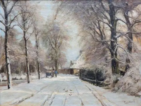 Eine verschneite Gasse in Den Haag