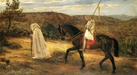 Merlin och Lancelot en incident från La Morte D Arthur 1871