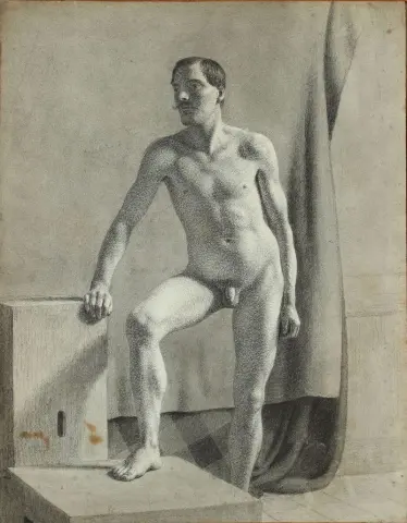 서있는 남성 누드의 아카데미 그림 1855
