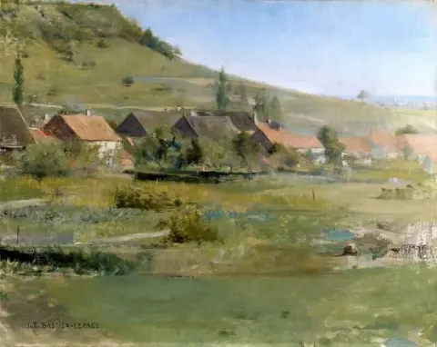 منظر طبيعي مع قرية محيطة بدامفيلرز كاليفورنيا 1882-1883