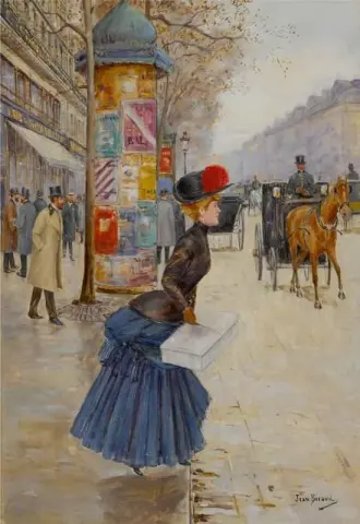 Giovane donna che attraversa il viale, 1897 circa