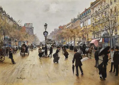 Scena dai Grands Boulevards in una giornata piovosa