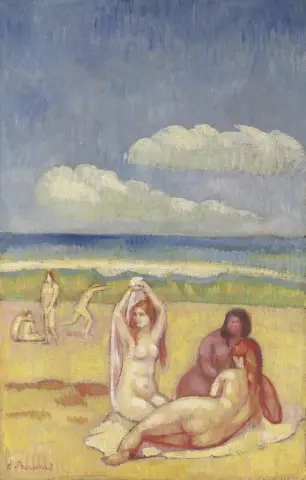 Badande på stranden ca 1896