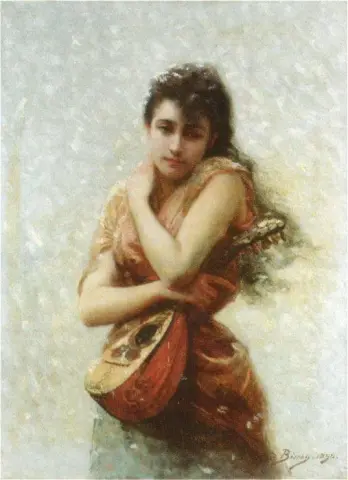 Heinäsirkka eli tyttö mandoliinilla 1890
