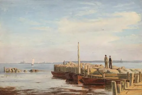 Vy över Sundet Mot Kronborg Sedd Från Viken I Sverige