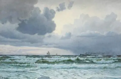 Havslandskap med fartyg 1914