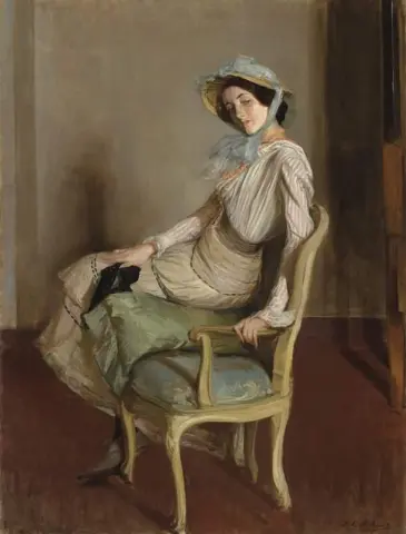 Desiree Manfred su una pastorella La ragazza dell'estate Ca. 1904