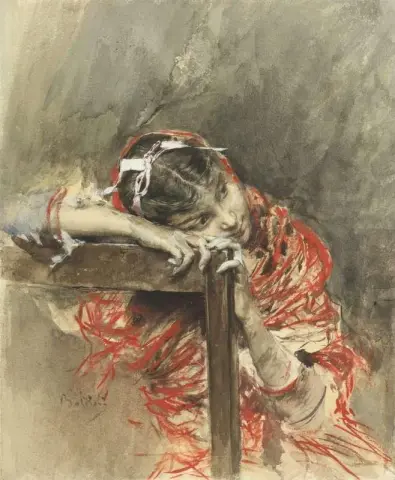 A Girl Wearing A Red Shawl
