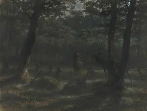 Hjort i måneskinnet 1867