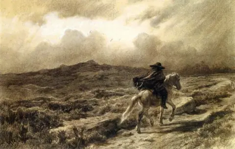 Hest og rytter på det skotske høylandet
