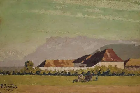 Farm In A Landscape From Dauphine 1887