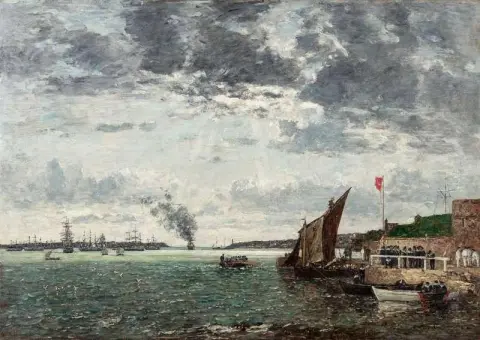 Brest. Desembarco de marineros en el puerto 1870