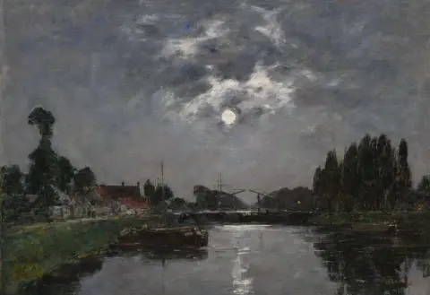 Saint-Valery-sur-Somme Mondaufgang über dem Kanal 1891