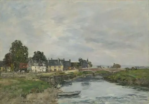 Touques Der alte Hafen bei Ebbe 1890