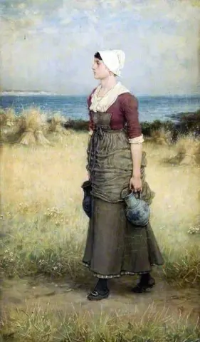 Flicka med kannor sommarscen ca 1883-87