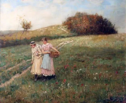 Nötbruna pigor ca 1880