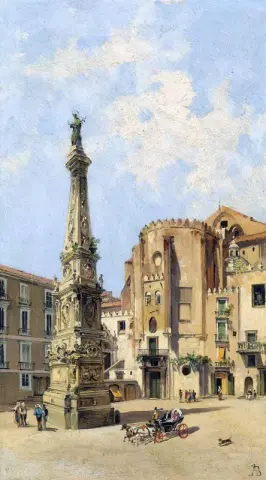 Μια άμαξα στην πλατεία Piazza Di San Domenico Maggiore, Νάπολη