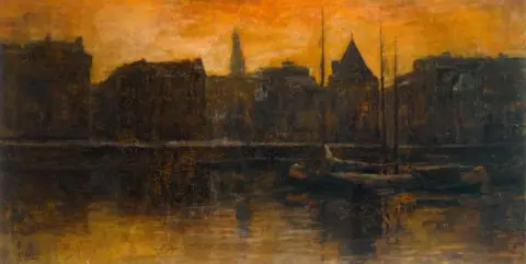Näkymä Prins Hendrikkadelle Schreierstoren Amsterdamin kanssa 1887