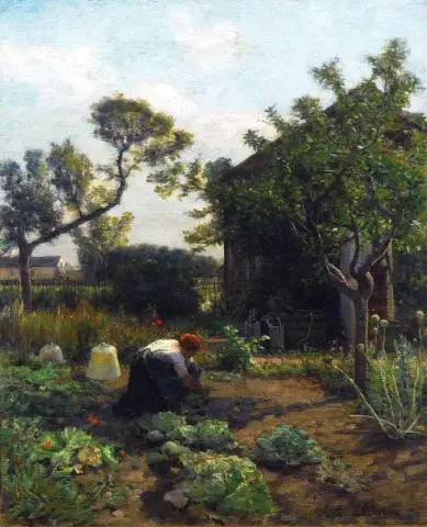 אישה צעירה בגינת האמן קוררי 1862