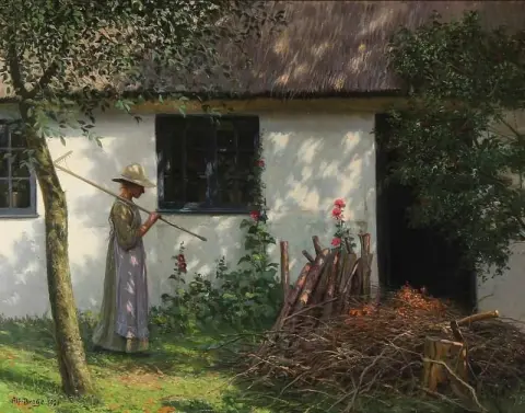 Una ragazza davanti a un cottage bianco 1921
