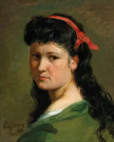 Portrett av en dame med rødt hårbånd 1884