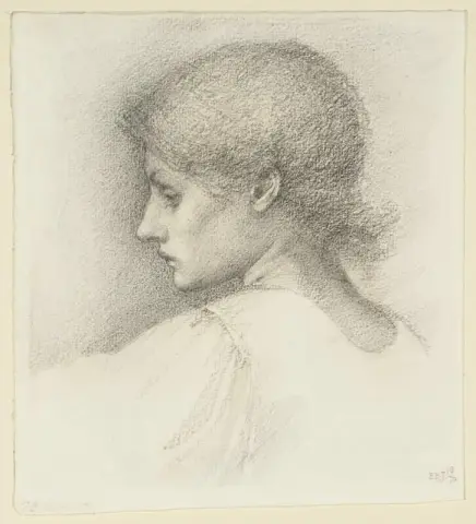 Studie av et jentehode for bruket 1870