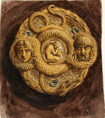 Entwurf für die goldene Fibelbrosche, die Helen Faucit geschenkt wurde