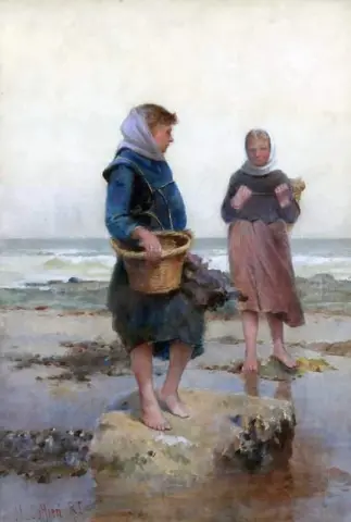 Cockle Samlare På Stranden