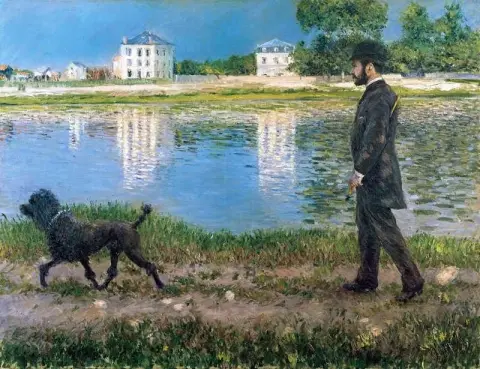 Richard Gallo en zijn hond in Petit Gennevilliers, ca. 1884