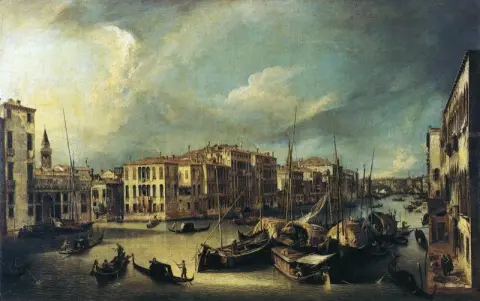 Palazzo Spinelli 모퉁이에서 리알토 다리까지 북동쪽을 바라 보는 대운하
