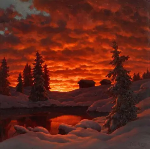 Besneeuwde zonsondergang 1923