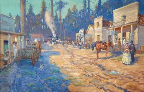 Het passeren van de Pony Express Aankomst van de eerste passagierstrein in Truckee, 11 mei 1869 1926