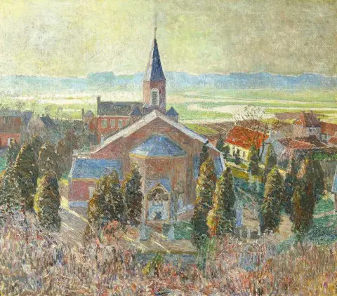 Utsikt över Deurle och floden Lys ca 1920