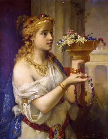 Chica joven con flores 1871