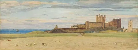 Castello di Bamburgh Northumberland da ovest 1877