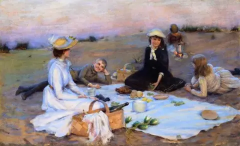 砂丘でのピクニックの夕食 1890